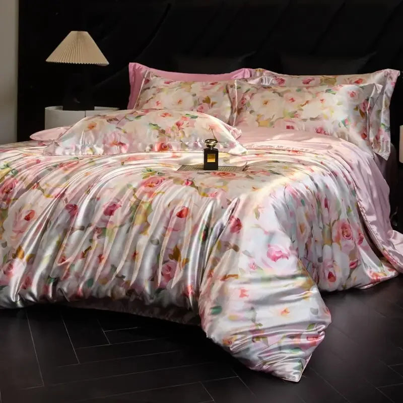 Rose Confetti Daylilt Soft Horizon printed silk-blend bedding set