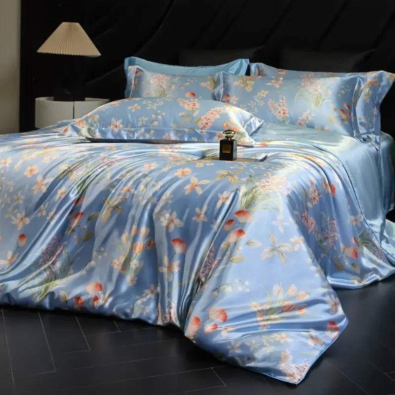 Blue Prism Daylilt Soft Horizon printed silk-blend bedding set